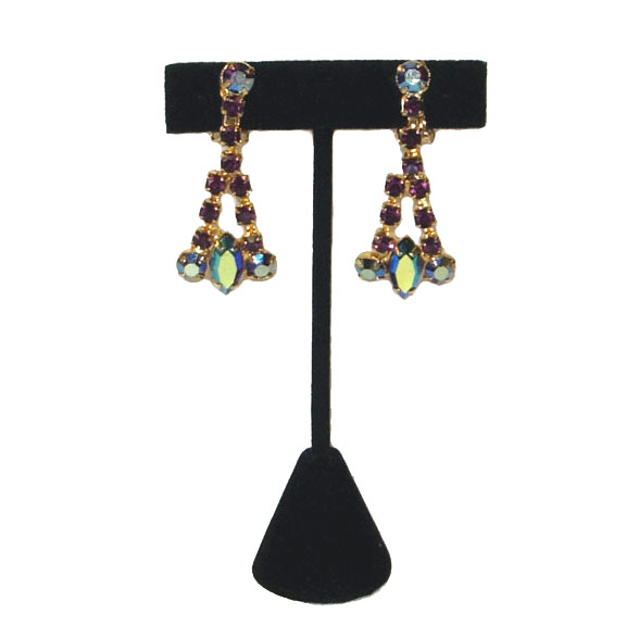 1950's purple rhinestone earrings