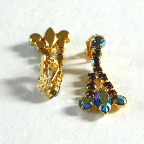 1950's purple aurora borealis earrings