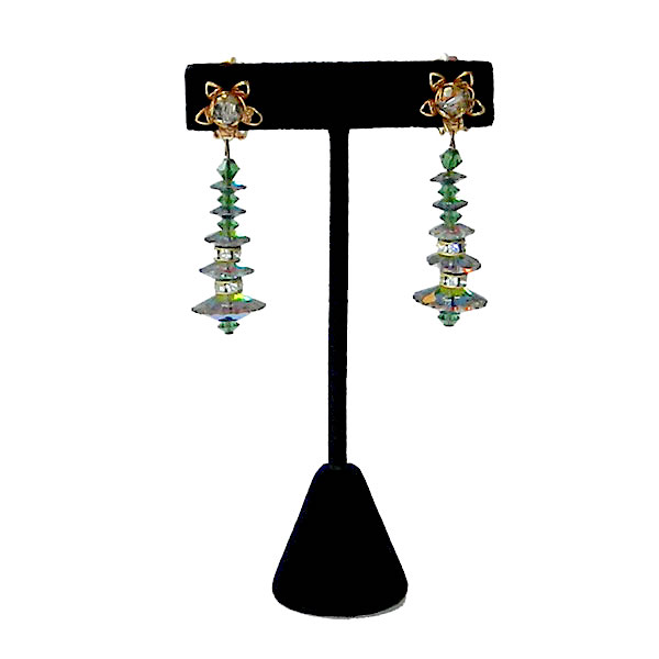 Green rhinestone drop earrings