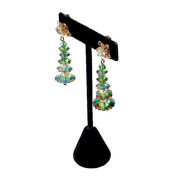 Green rhinestone drop earrings