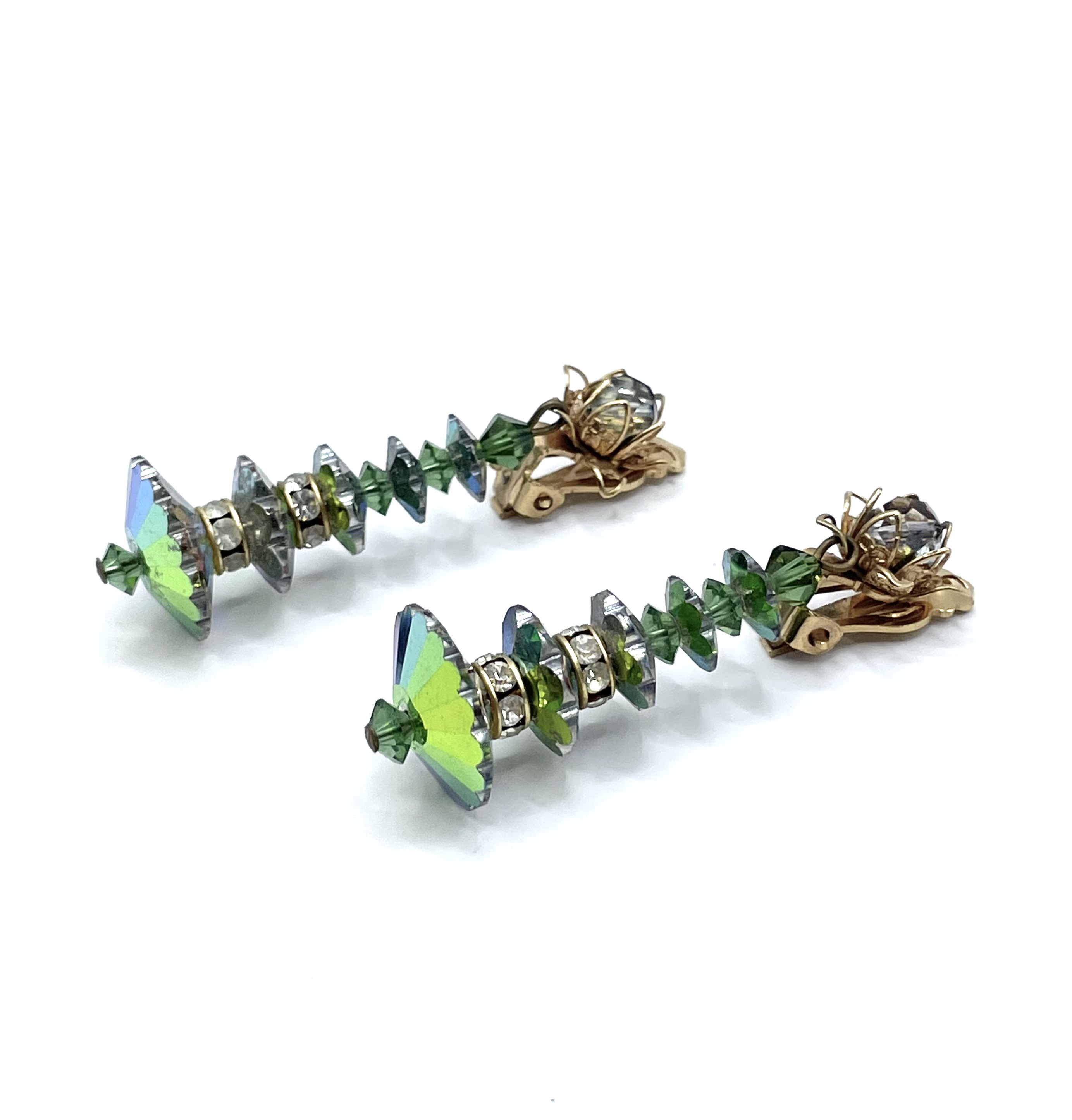Green rhinestone earrings