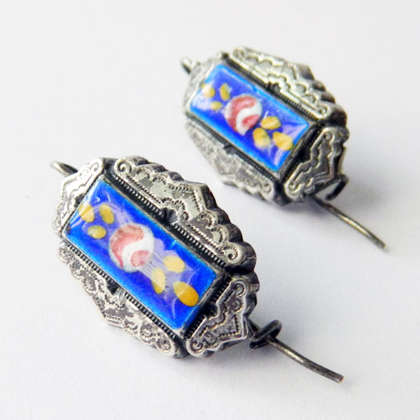 Enameled sterling earrings