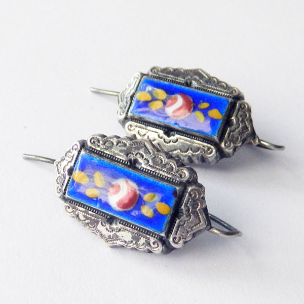 Enameled sterling earrings