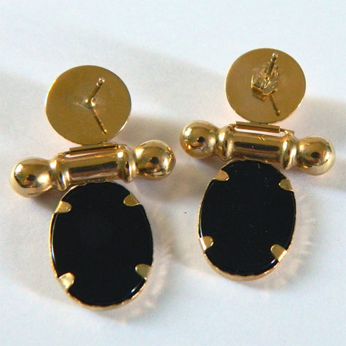 14k gold and black onyx earrings