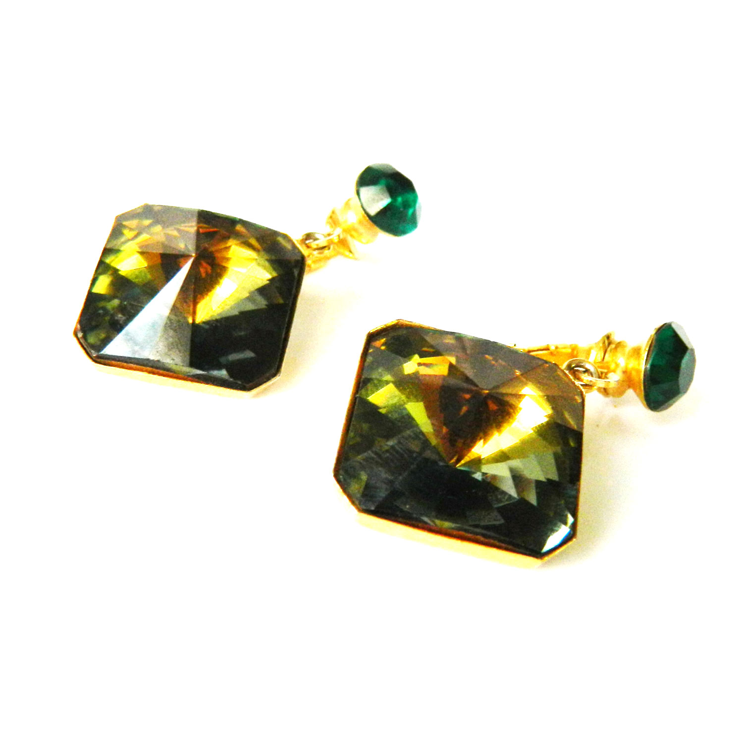 Green drop earrings