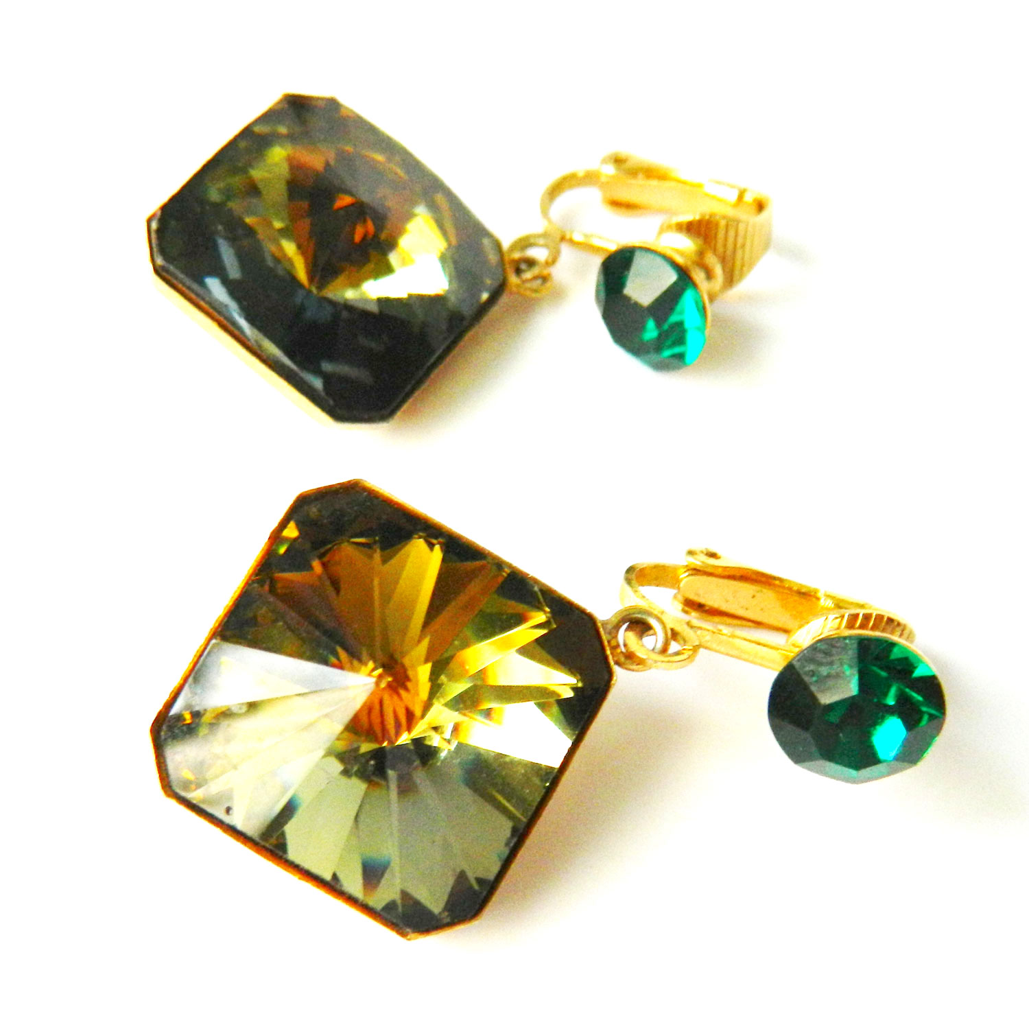 green drop earrings