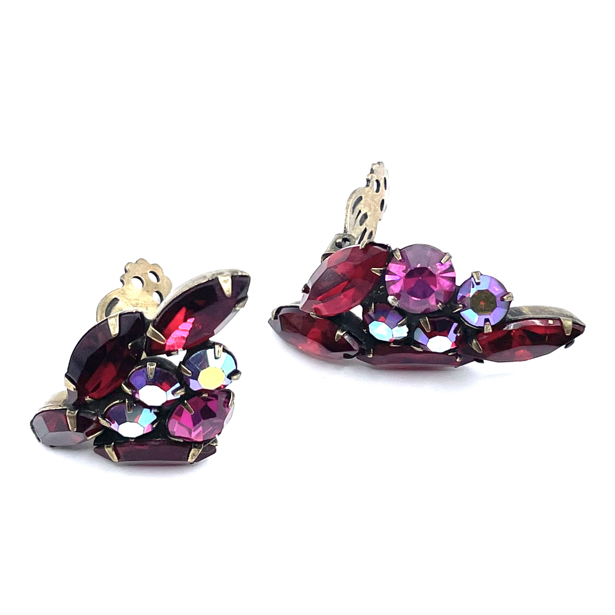 1950s Weiss red rhinestone earrings