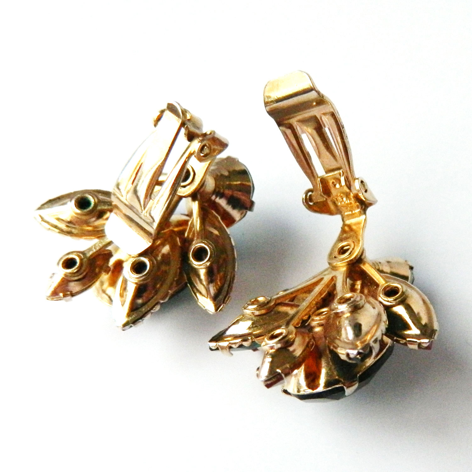 1950's green rhinestone earrings