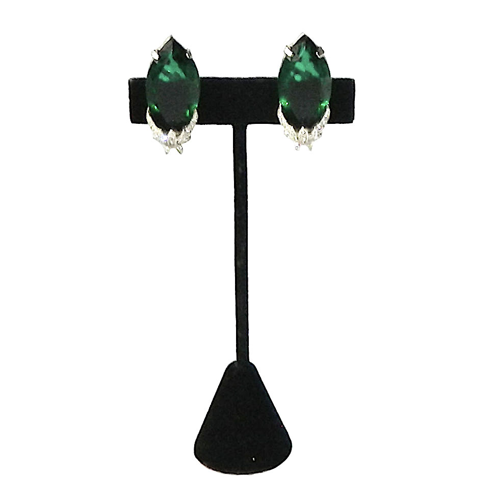 1950's green rhinestone earrings