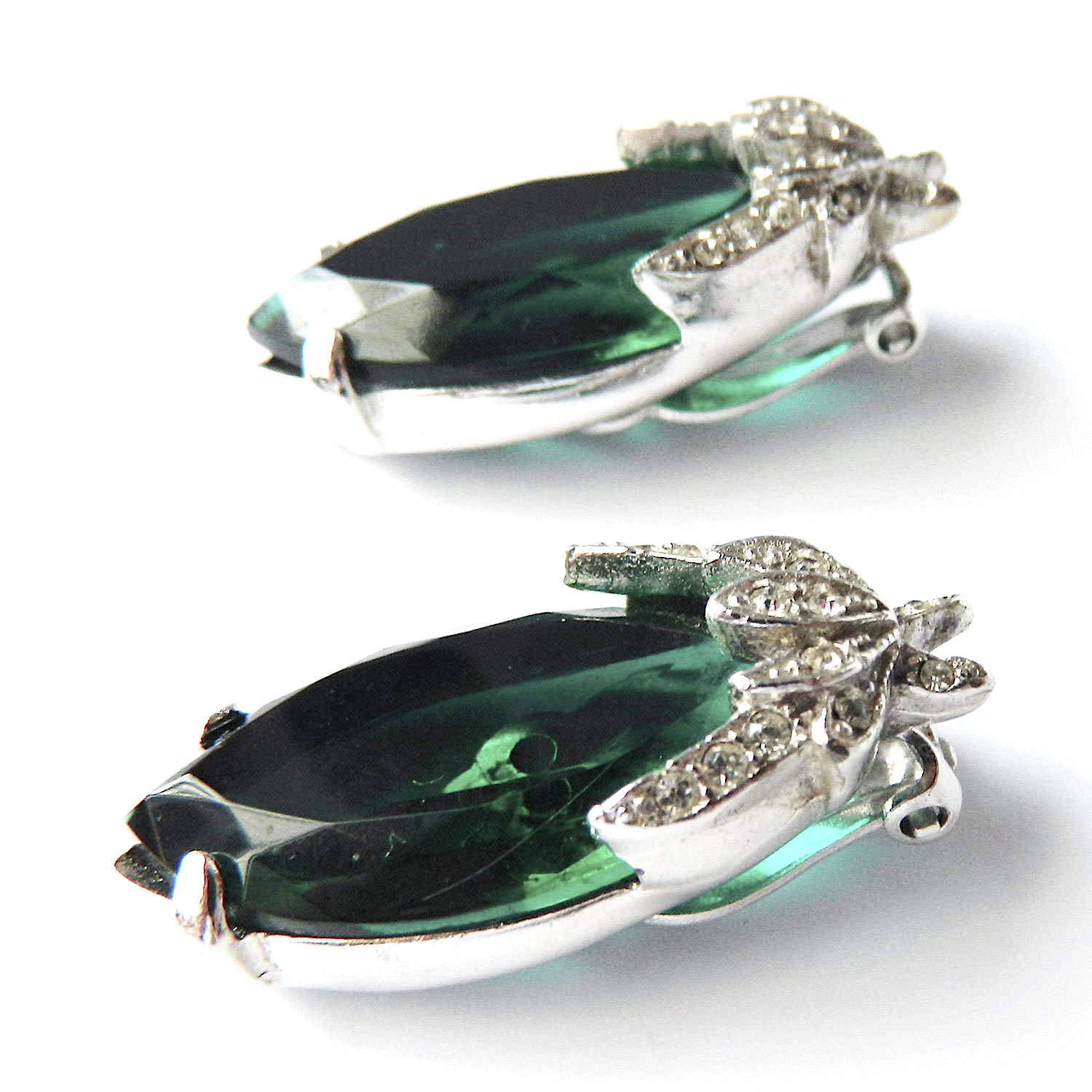 1950's green rhinestone earrings