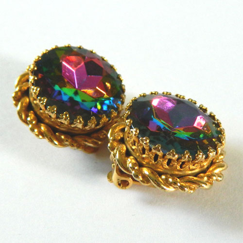 1950's Schiaparelli watermelon rhinestone earrings