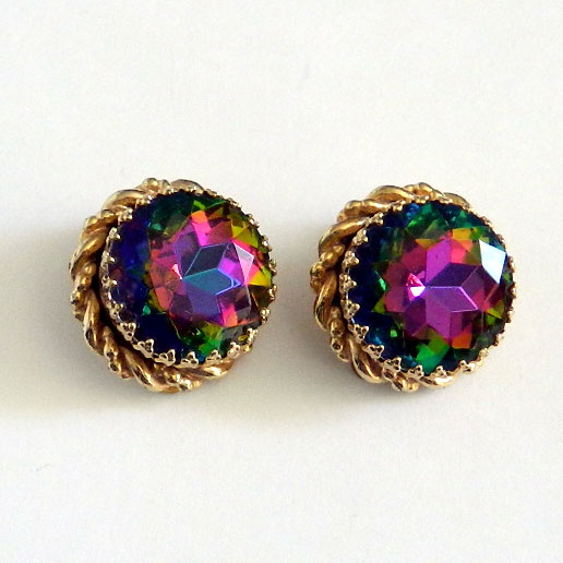 1950's Schiaparelli watermelon rhinestone earrings