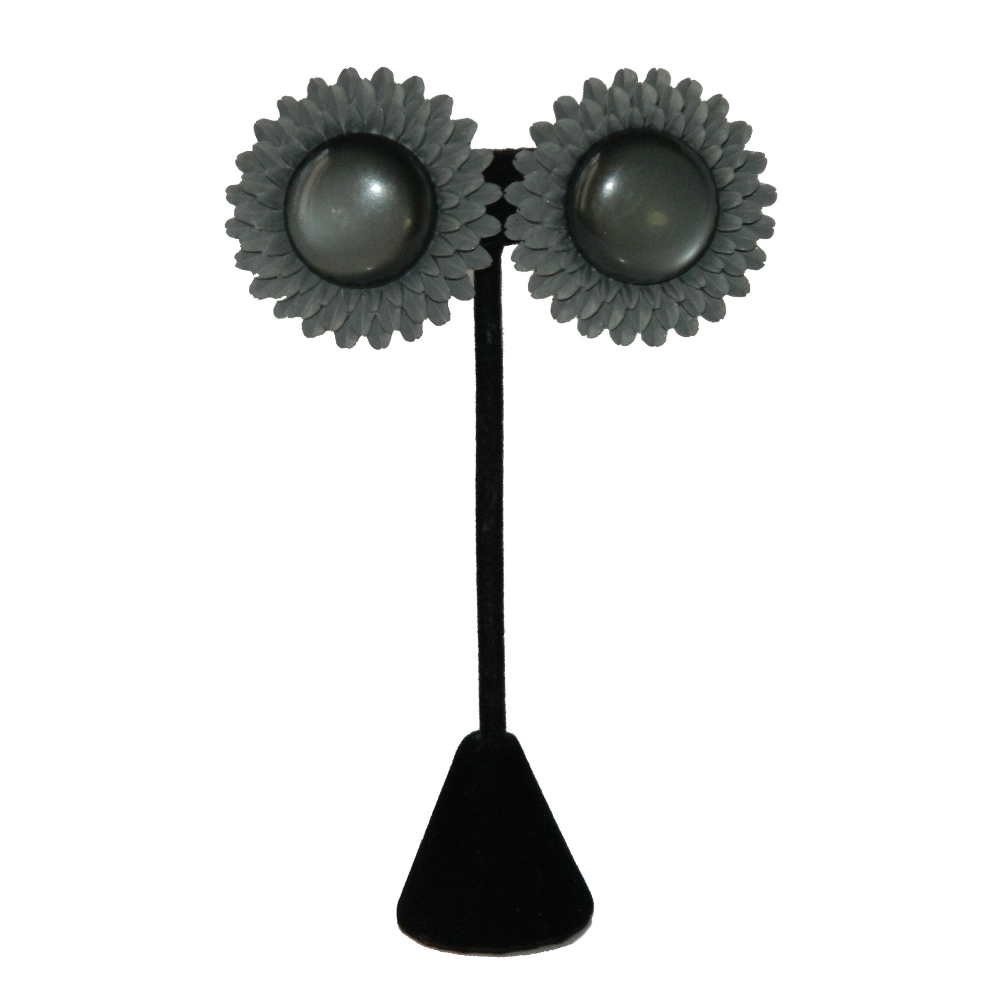 Grey lucite flower earrings
