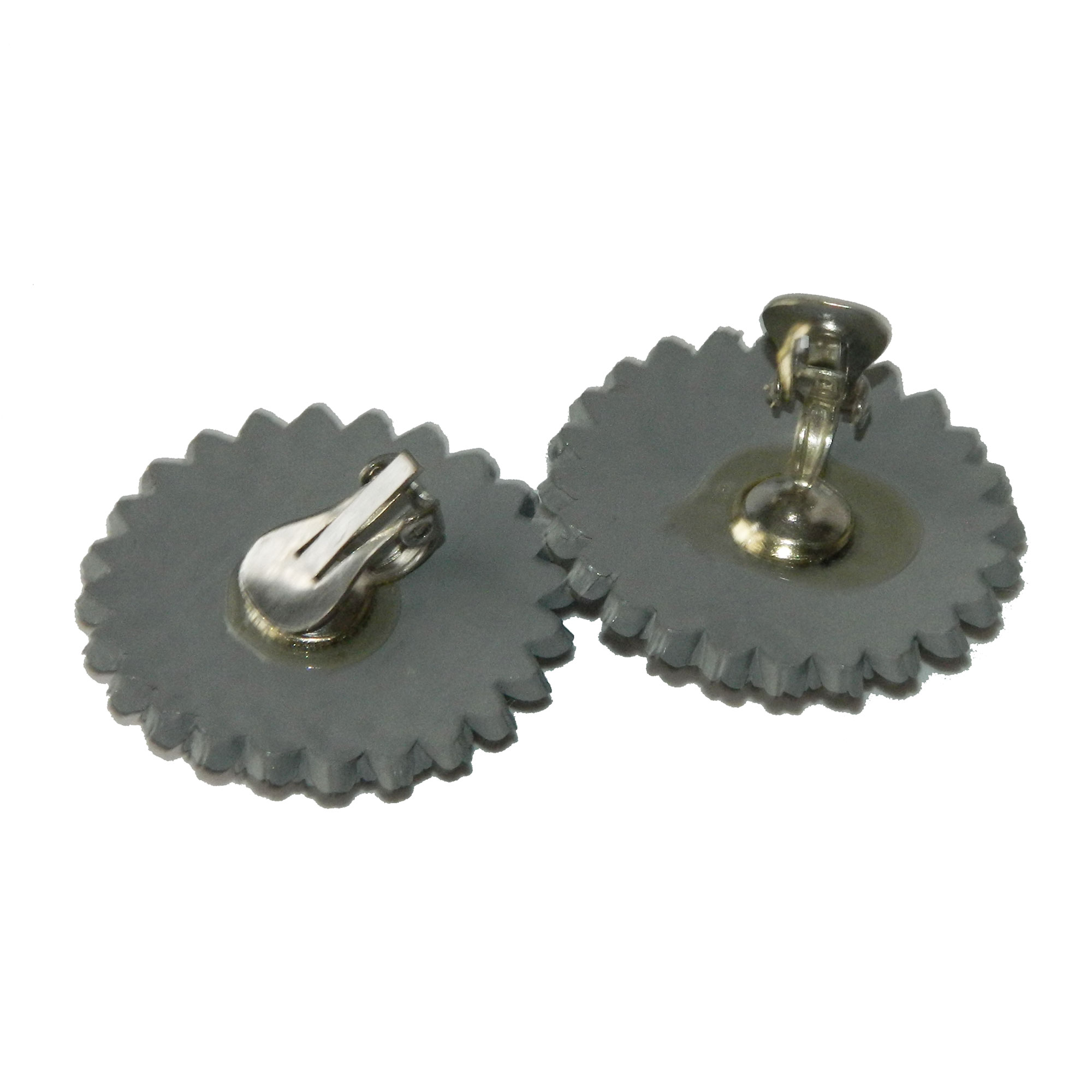 Grey lucite flower earrings