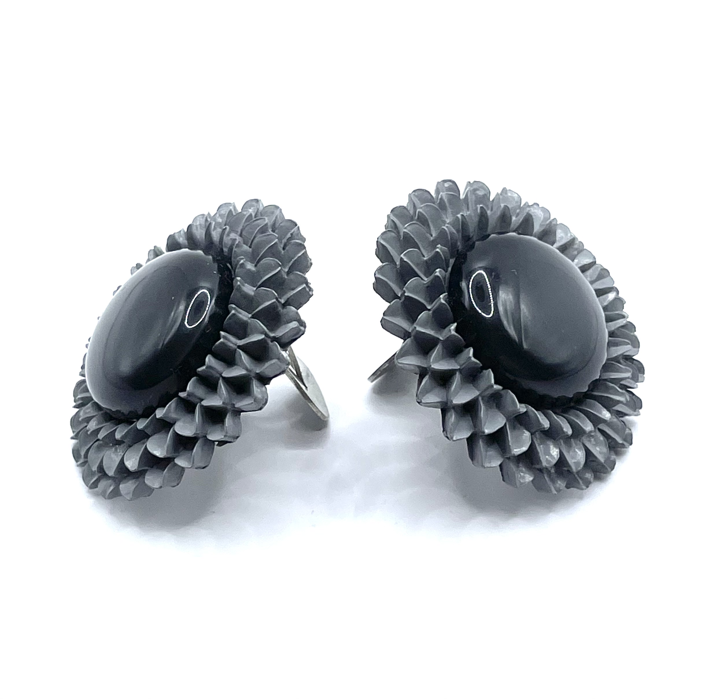 Grey lucite flower earrings
