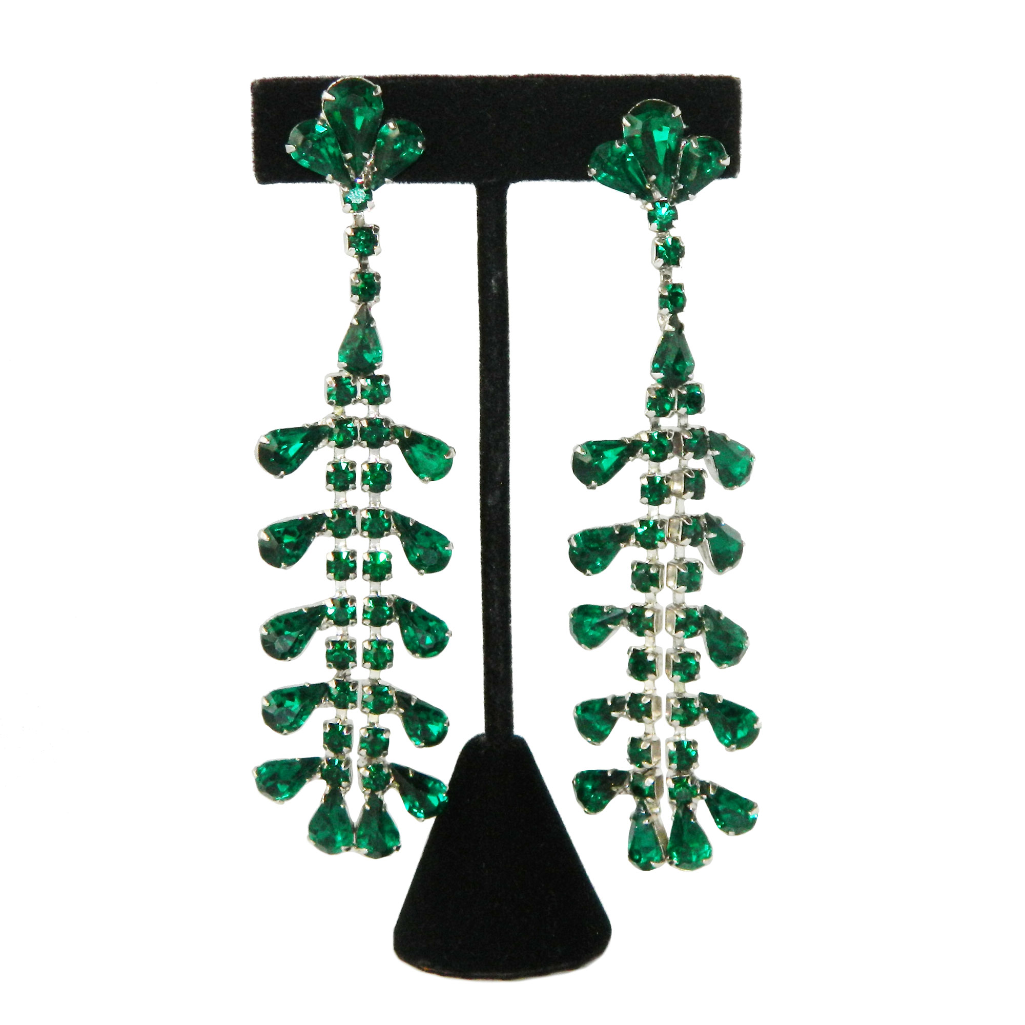 Green rhinestone drop earrings