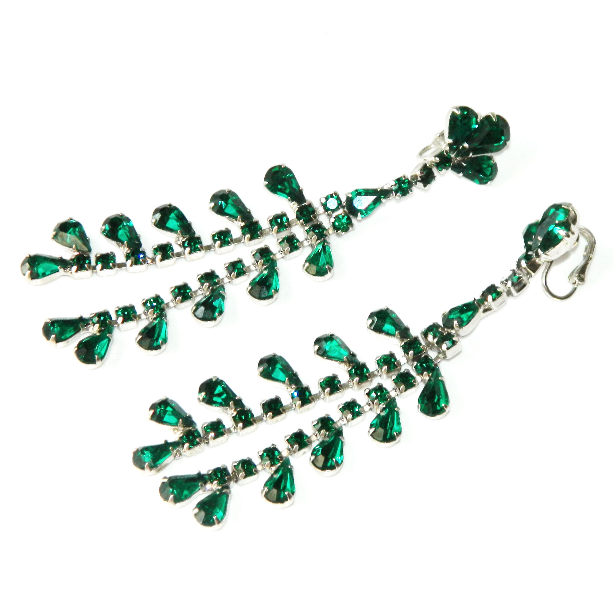 Green rhinestone drop earrings