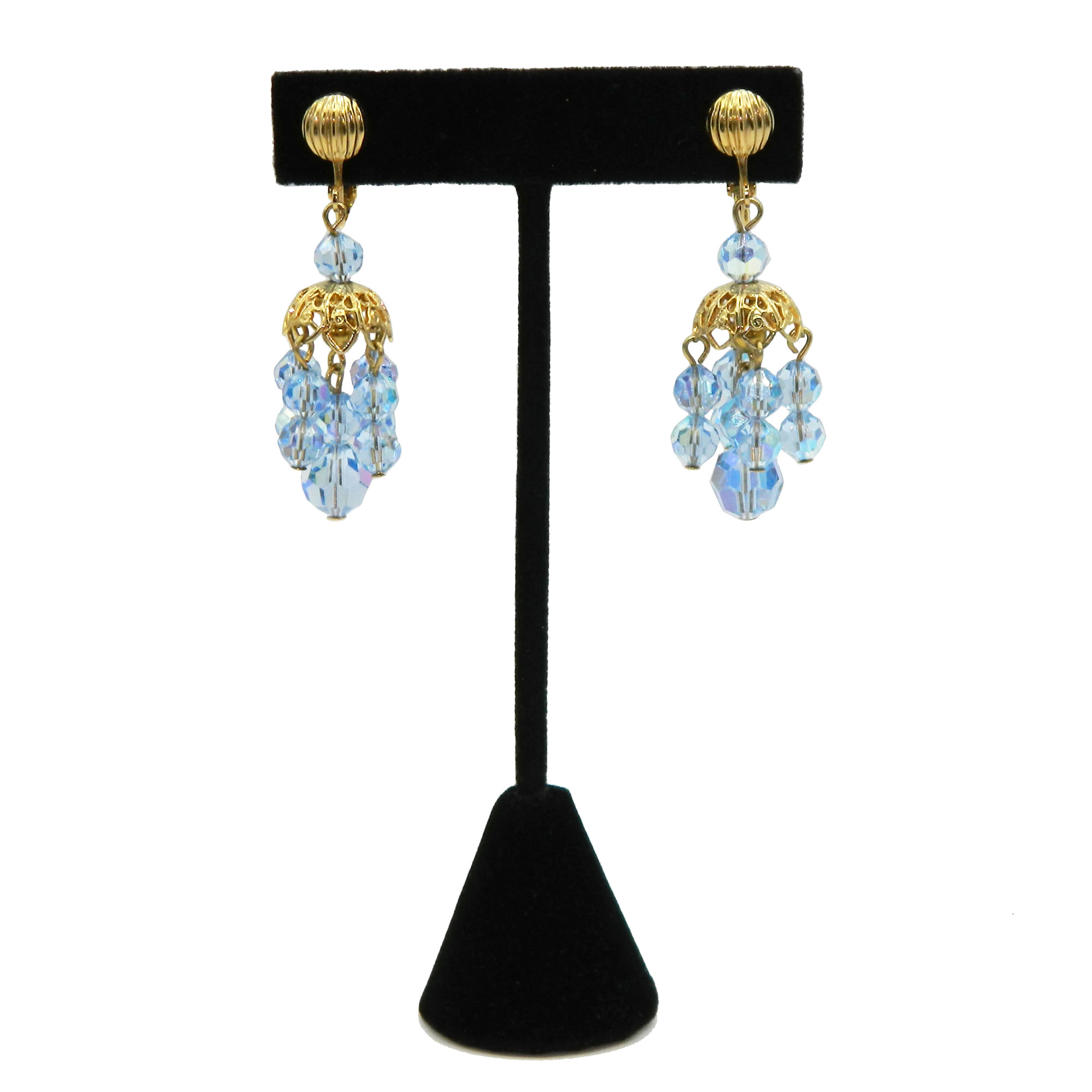 1950s crystal blue drop earrings