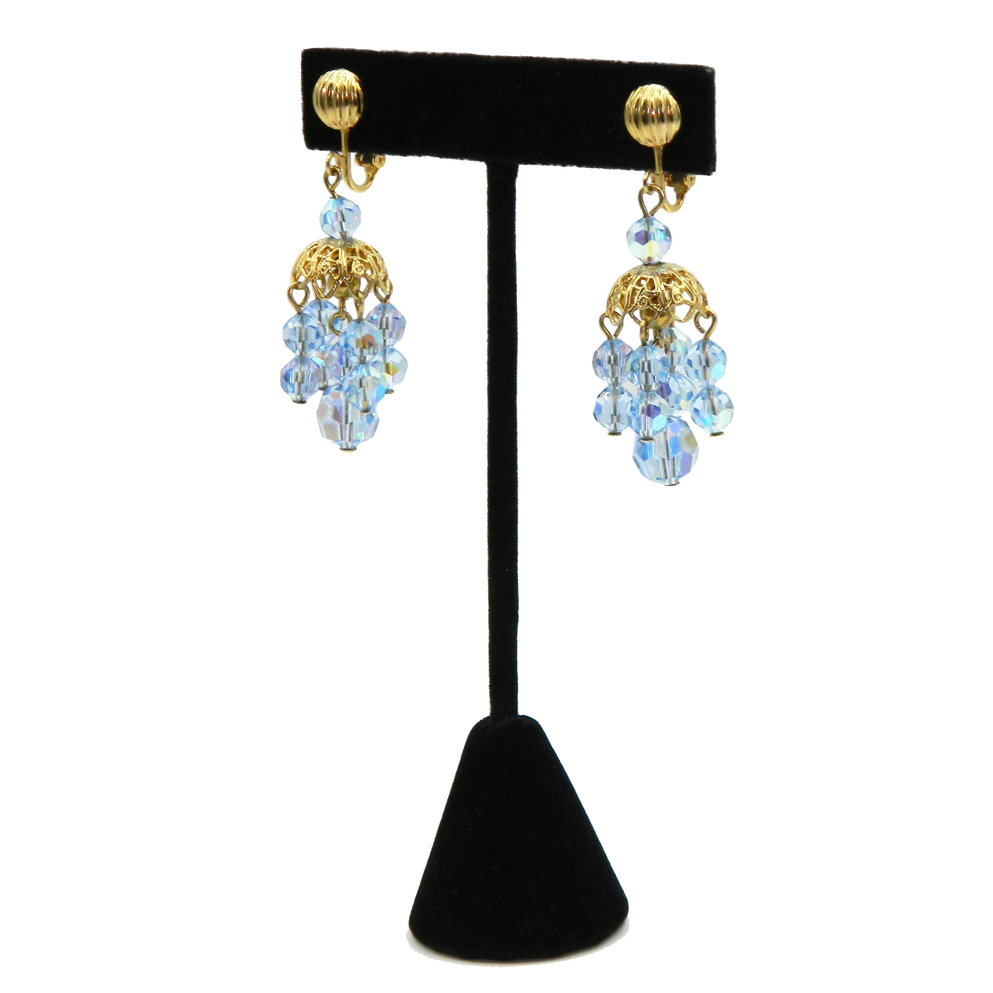 1950s crystal blue drop earrings