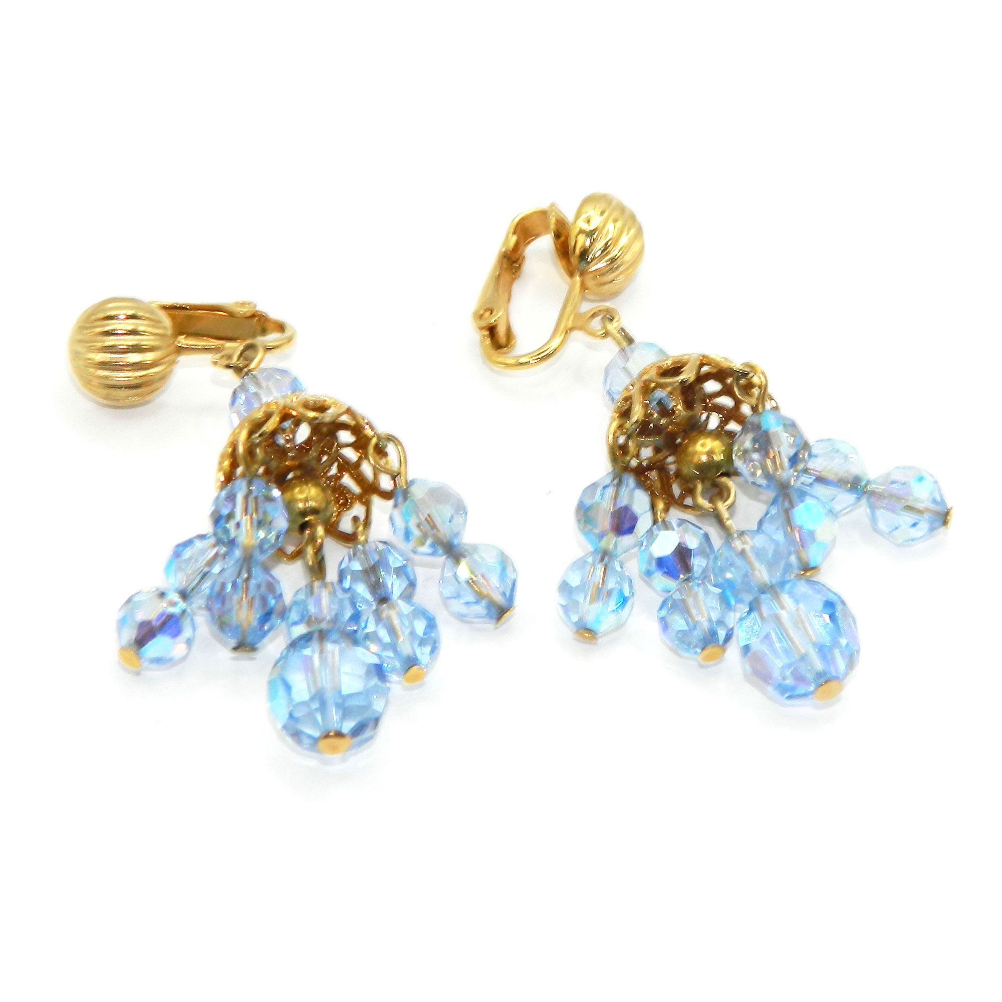 1950s crystal blue drop earrings