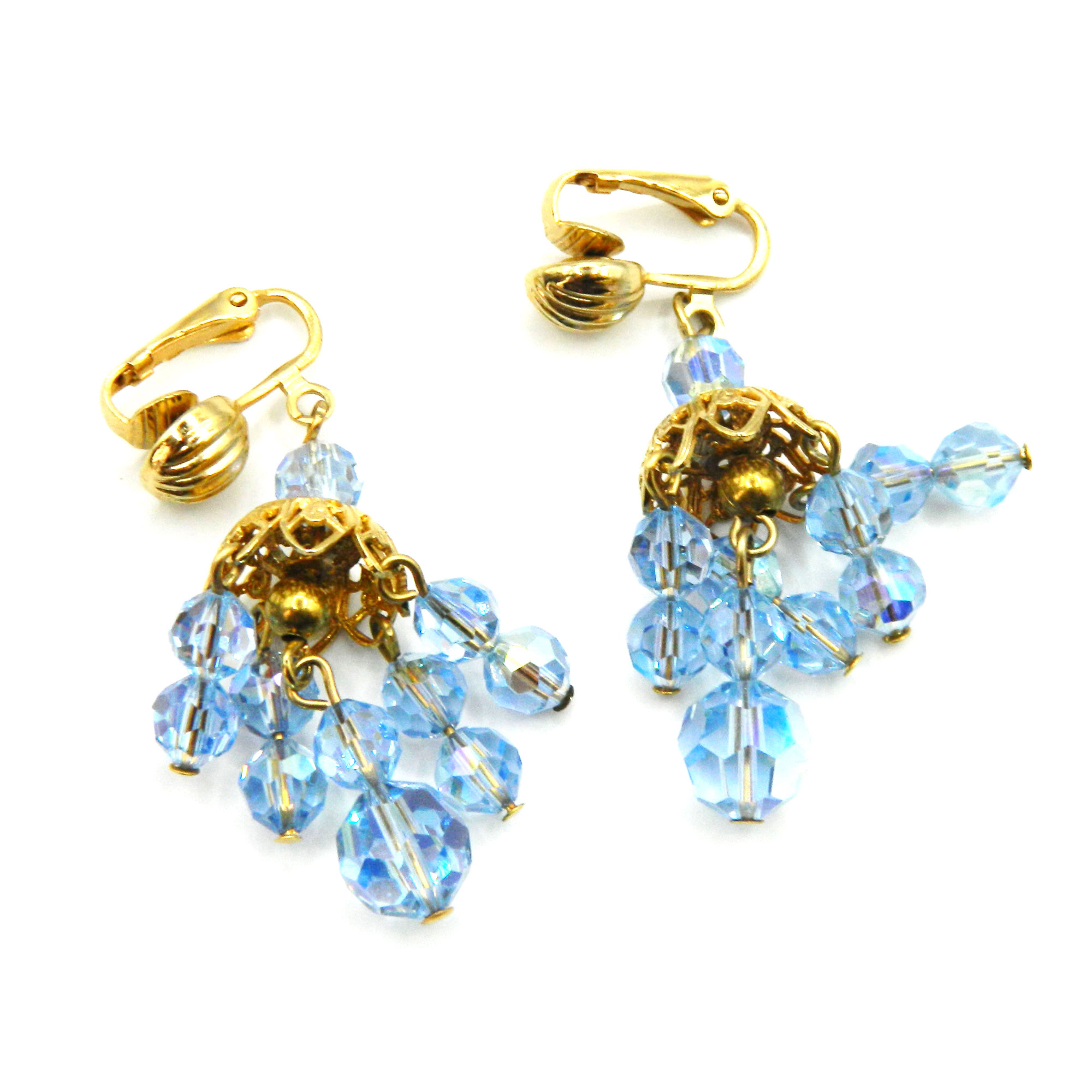 1950s crystal blue drop earrings