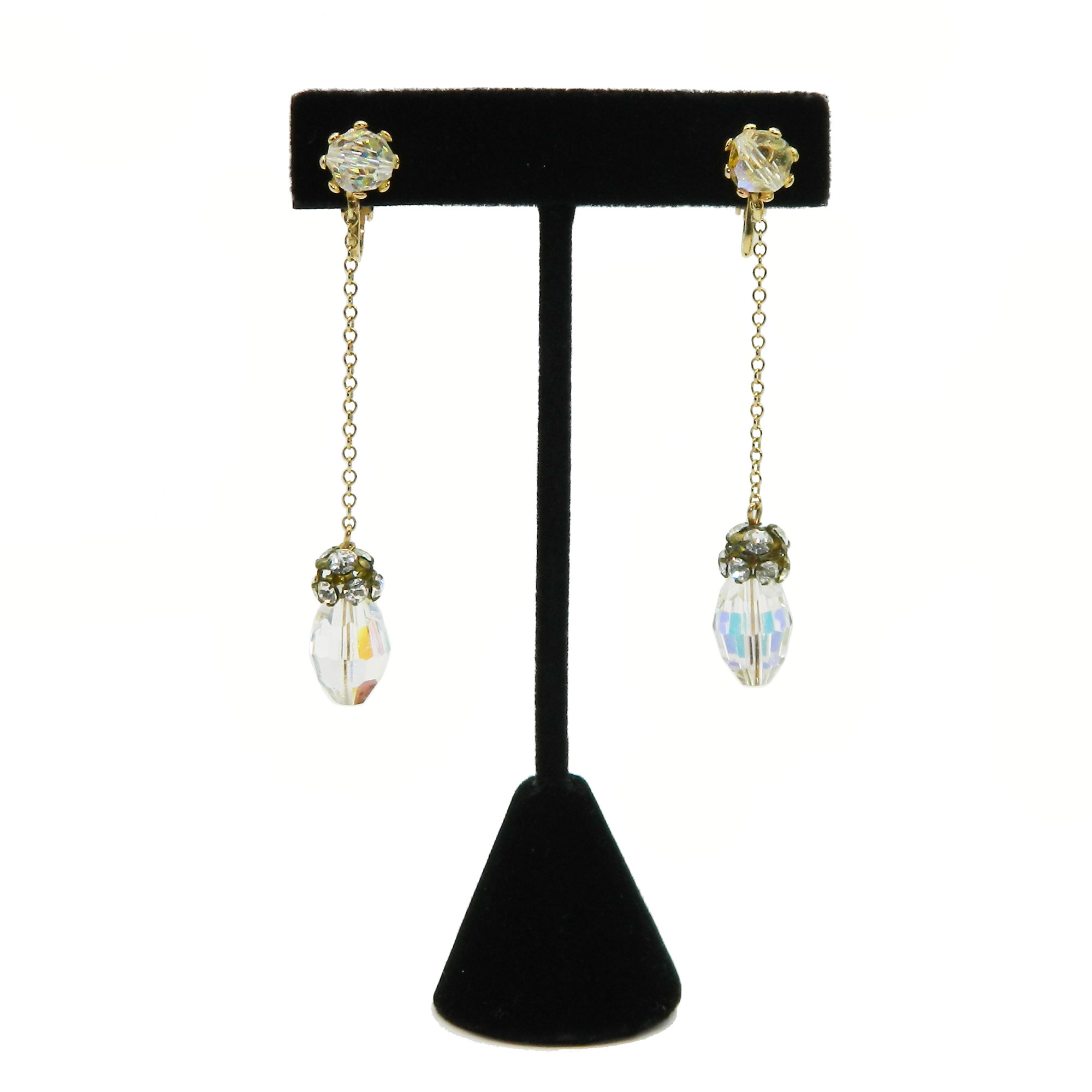 1950s Aurora Borealis crystal earrings