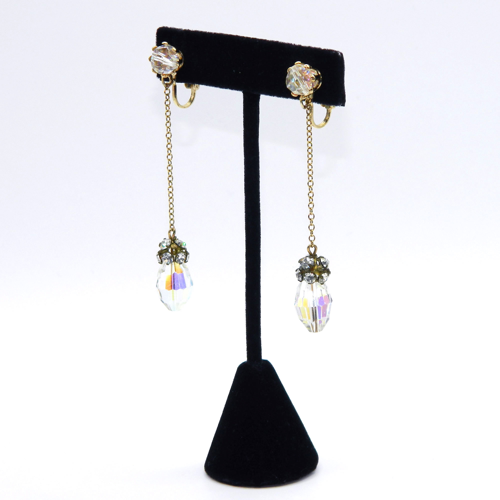 1950s Aurora Borealis crystal earrings