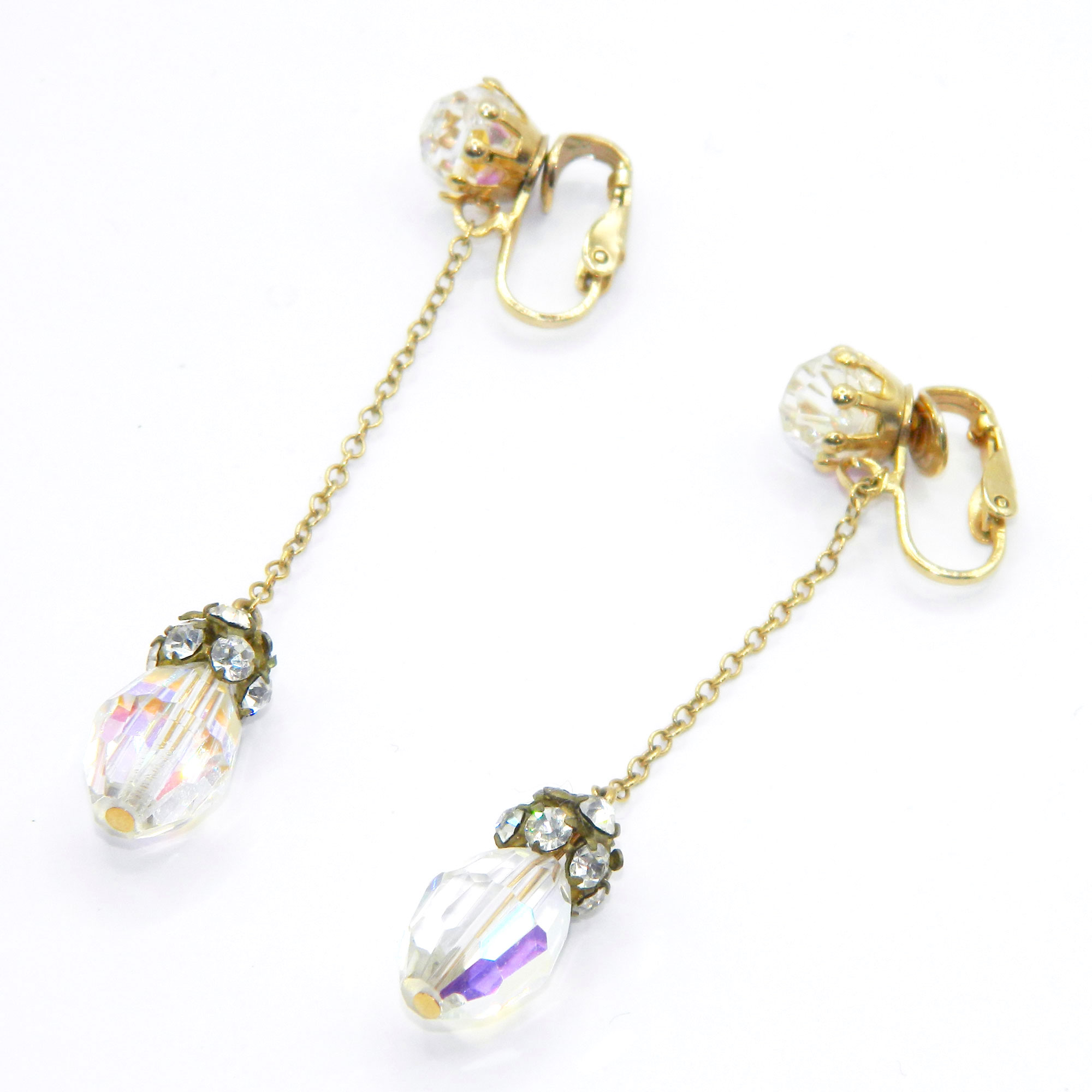 1950s Aurora Borealis crystal earrings
