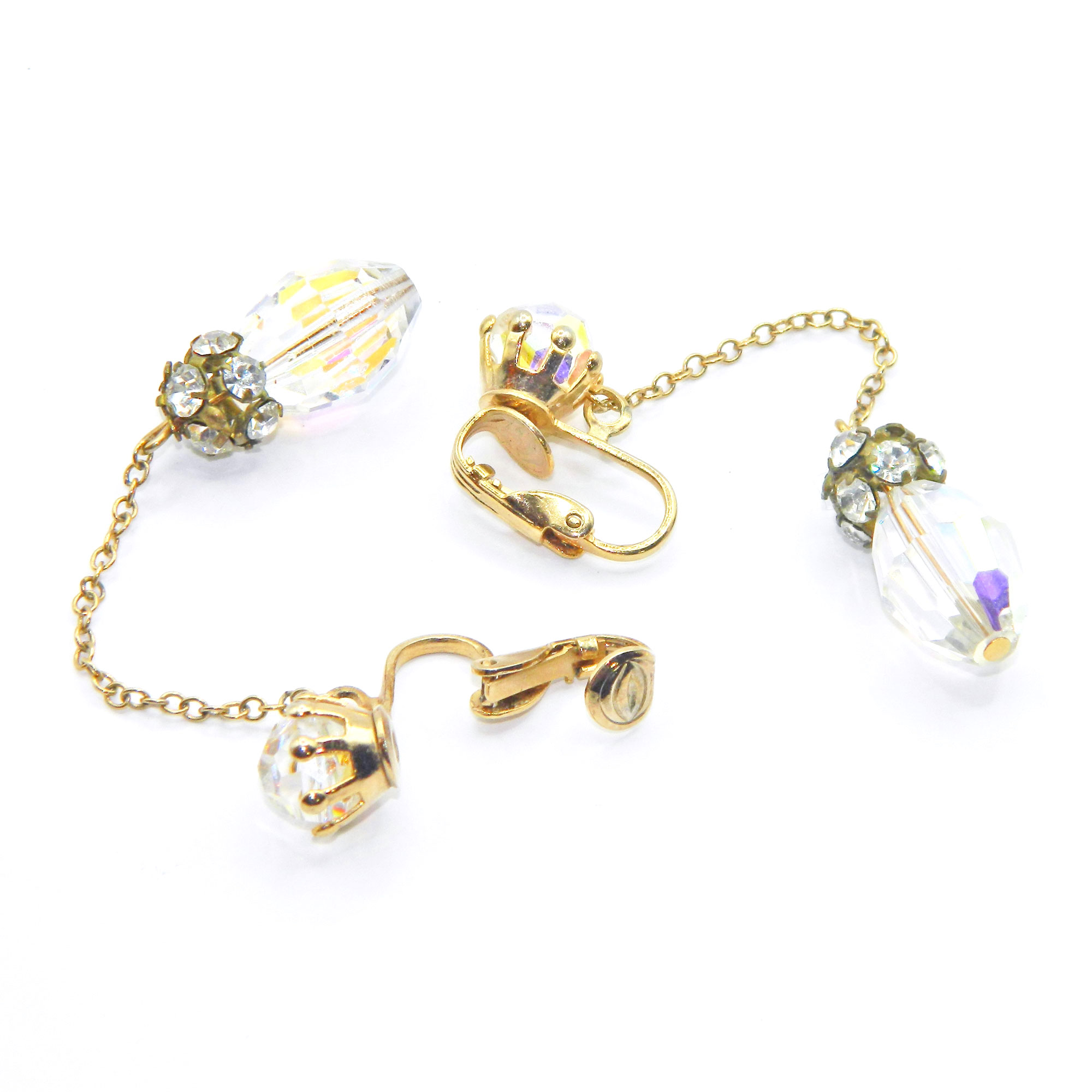 1950s Aurora Borealis crystal earrings