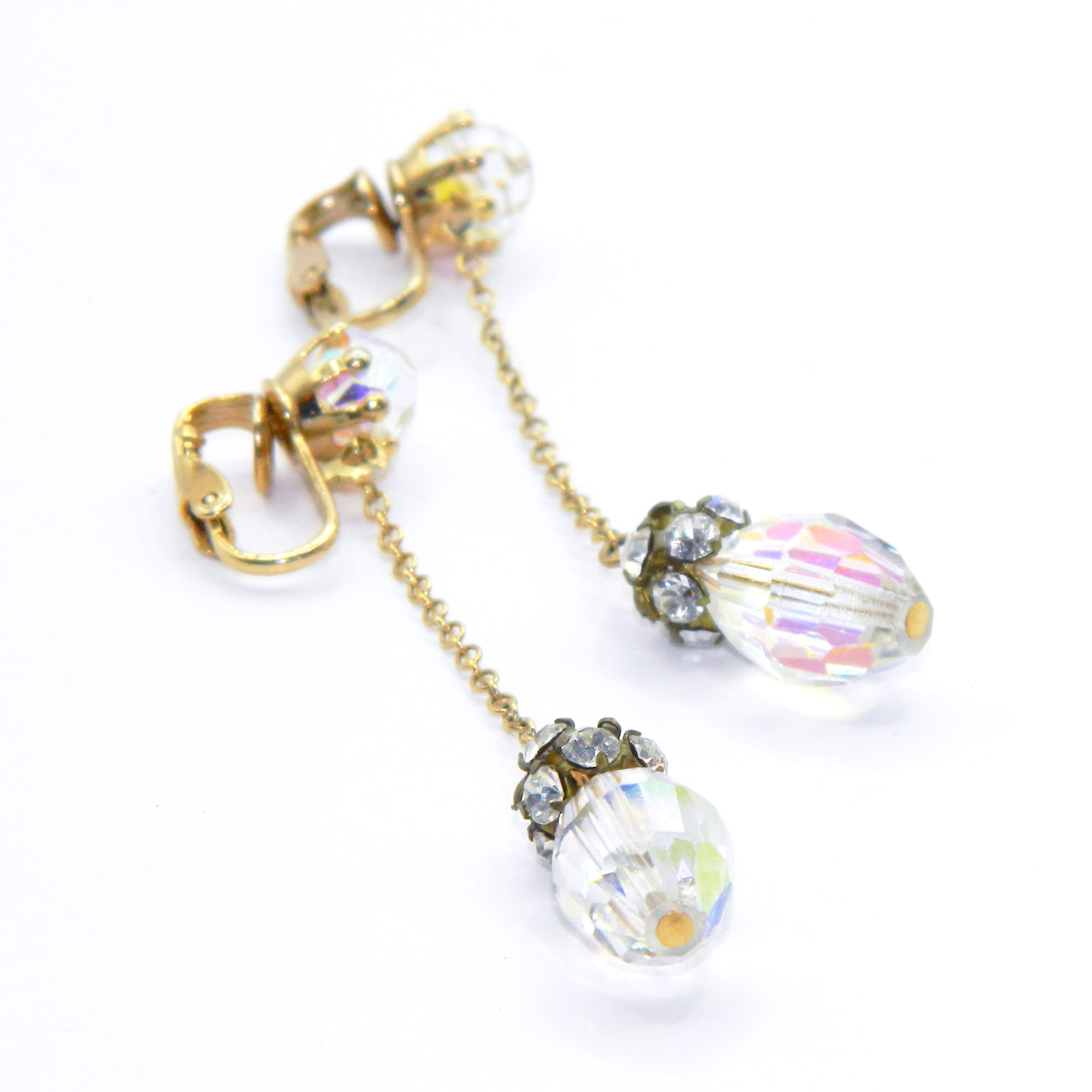 1950s Aurora Borealis crystal earrings