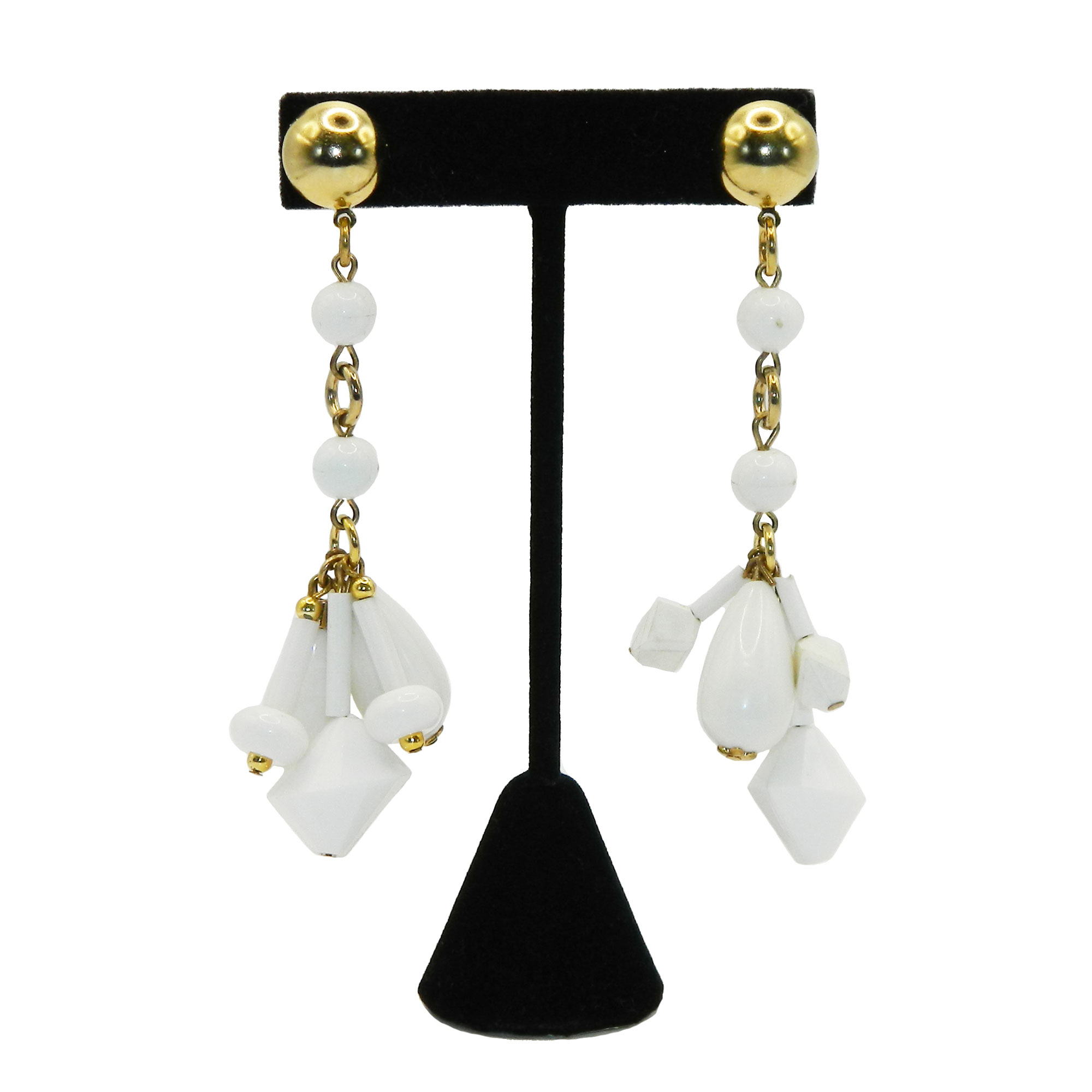 White plastic drop earrings