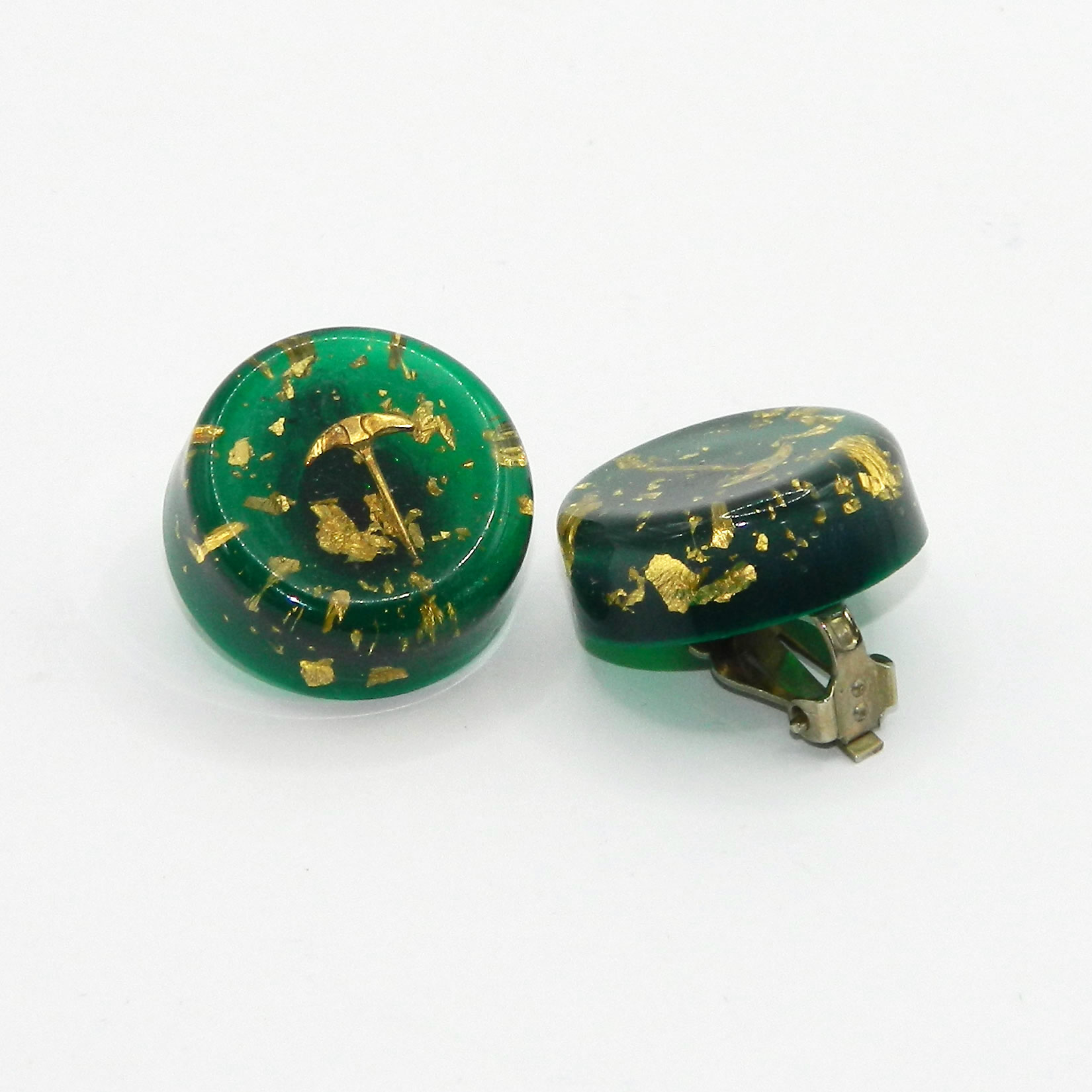 Gold flake resin earrings