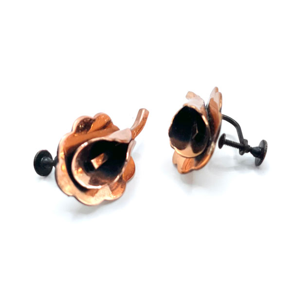 Copper maple leaf earrings