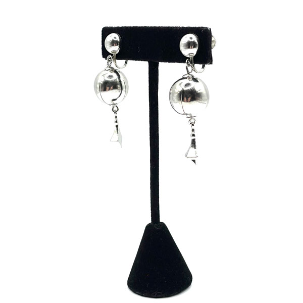 Silver tone drop earrings