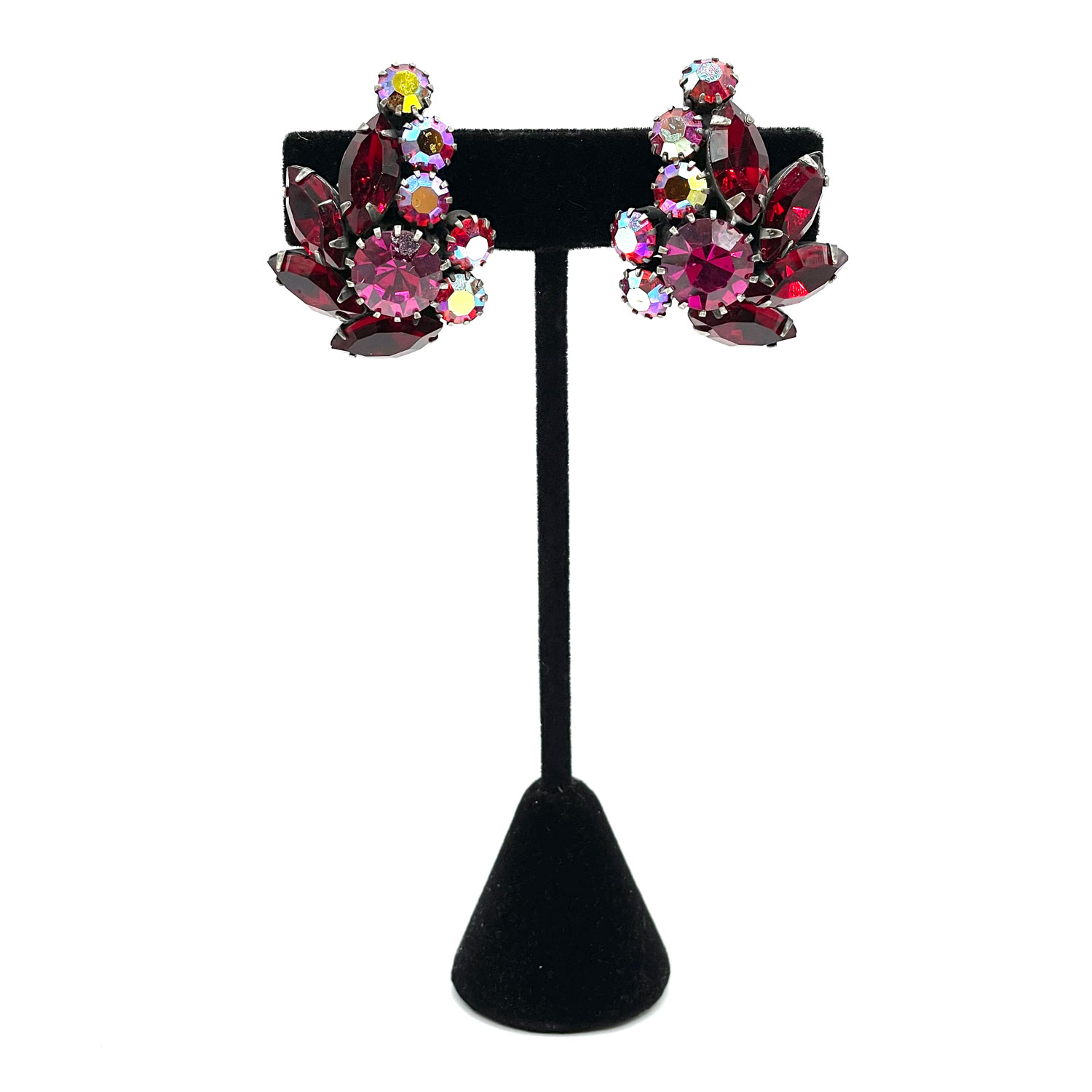 Red Regency rhinestone earrings