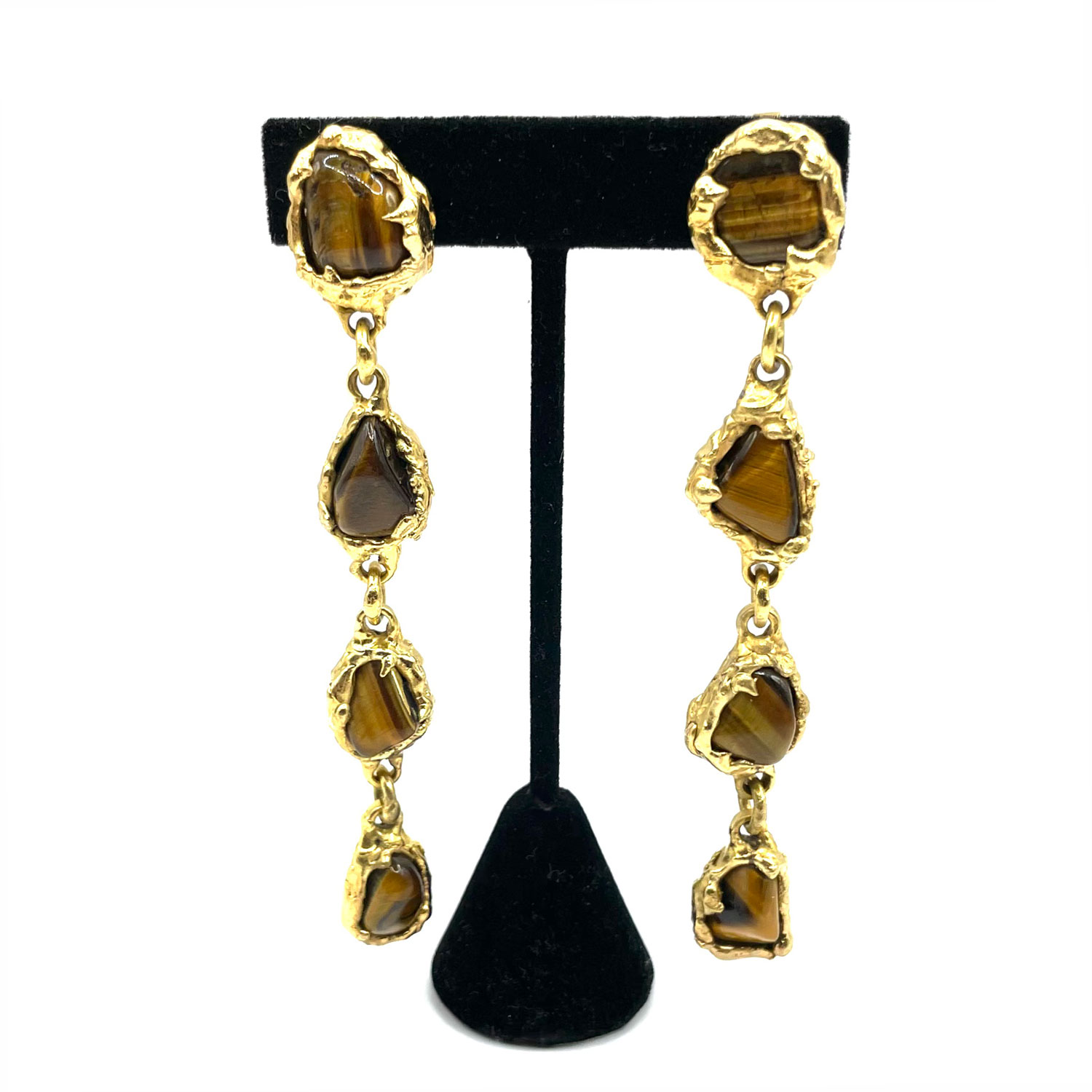 Tiger eye drop earrings