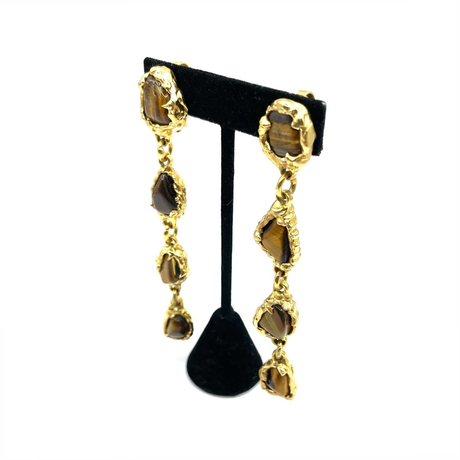 Tiger eye drop earrings
