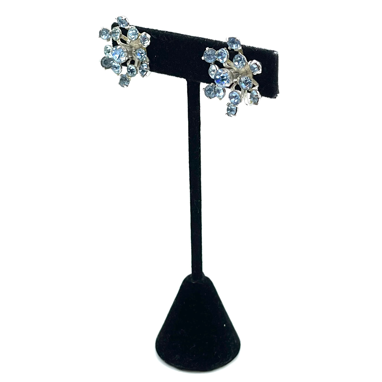 Blue rhinestone snowflake earrings