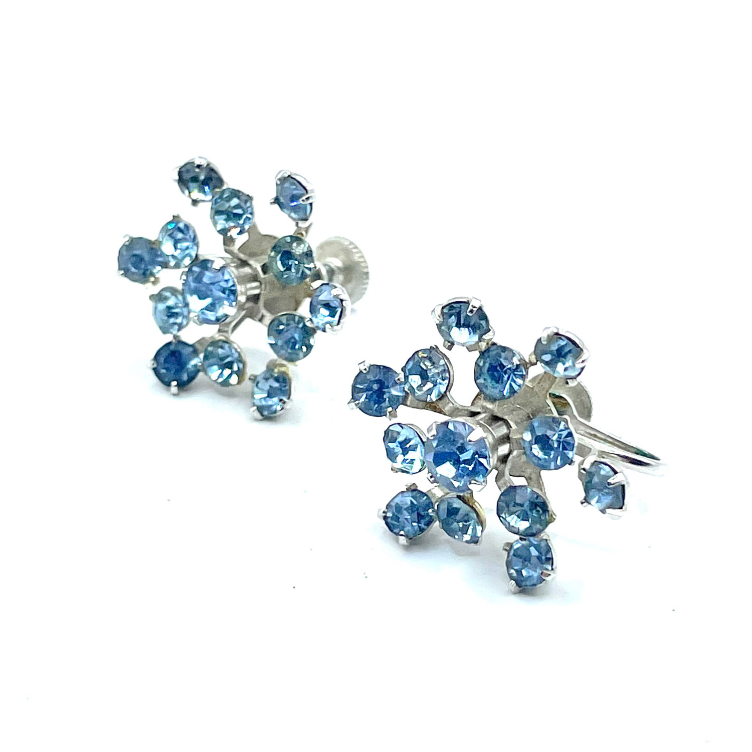 Blue rhinestone snowflake earrings