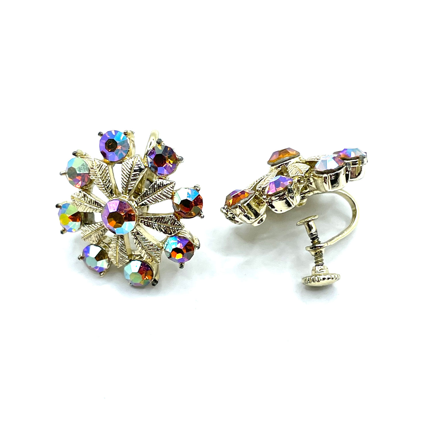 Coro rhinestone snowflake earrings