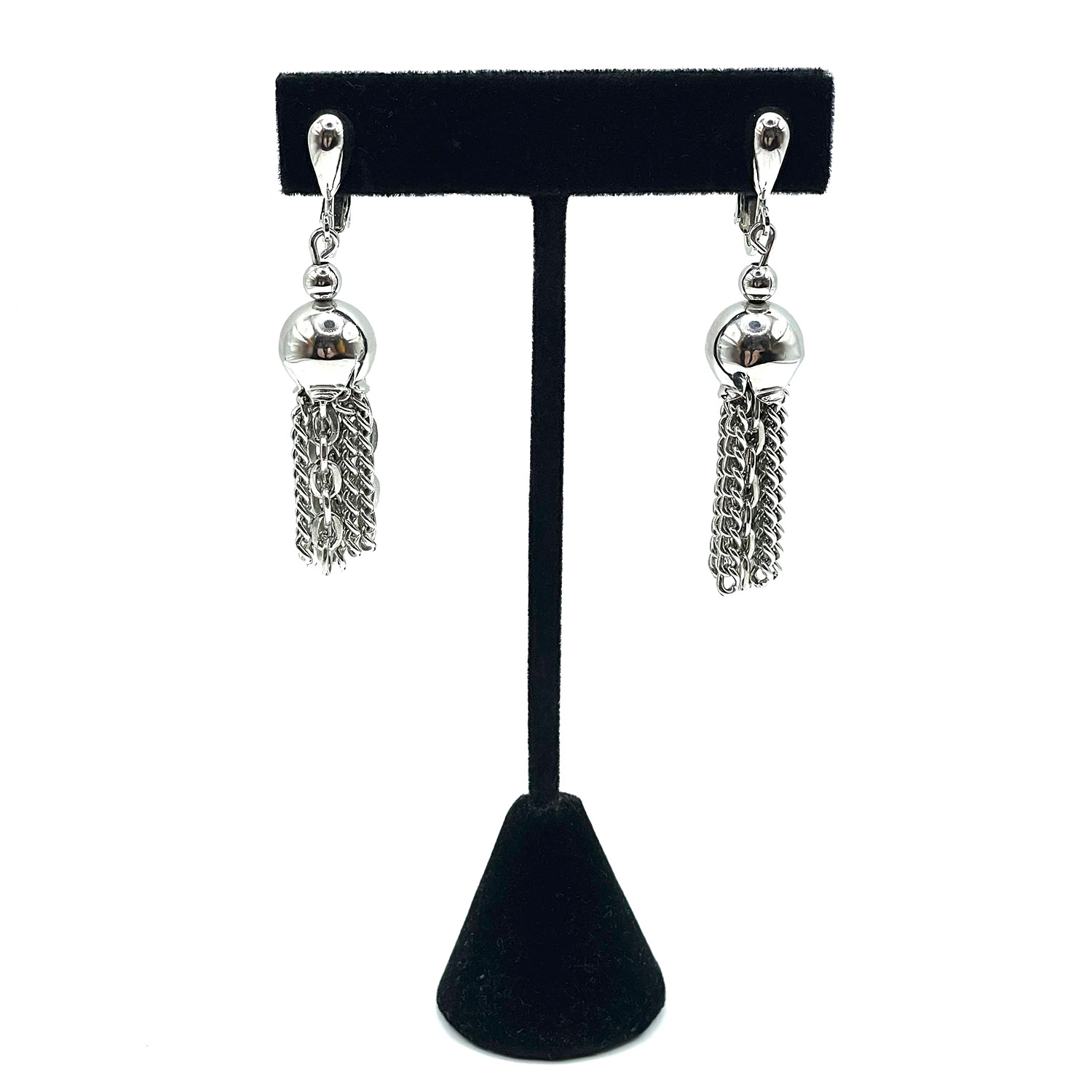 Silver tone drop earrings