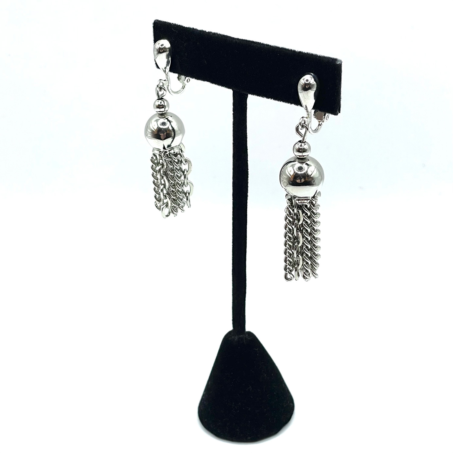 Silver tone drop earrings