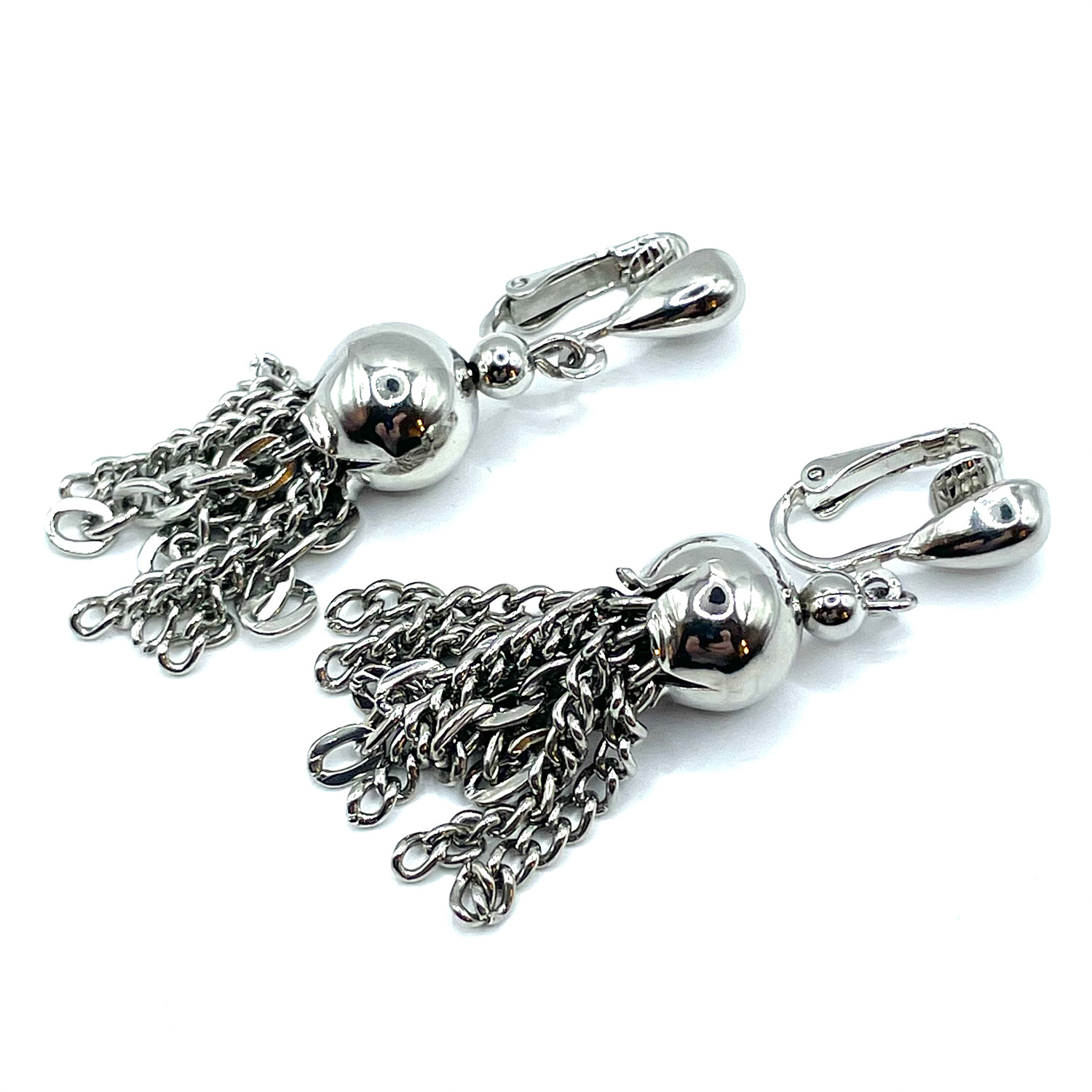 Silver tone drop earrings