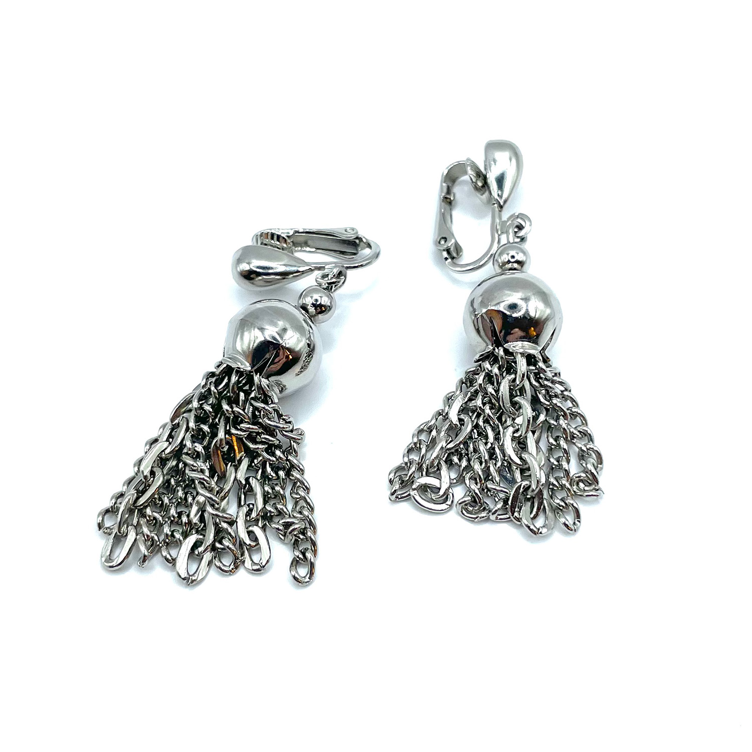 Silver tone drop earrings