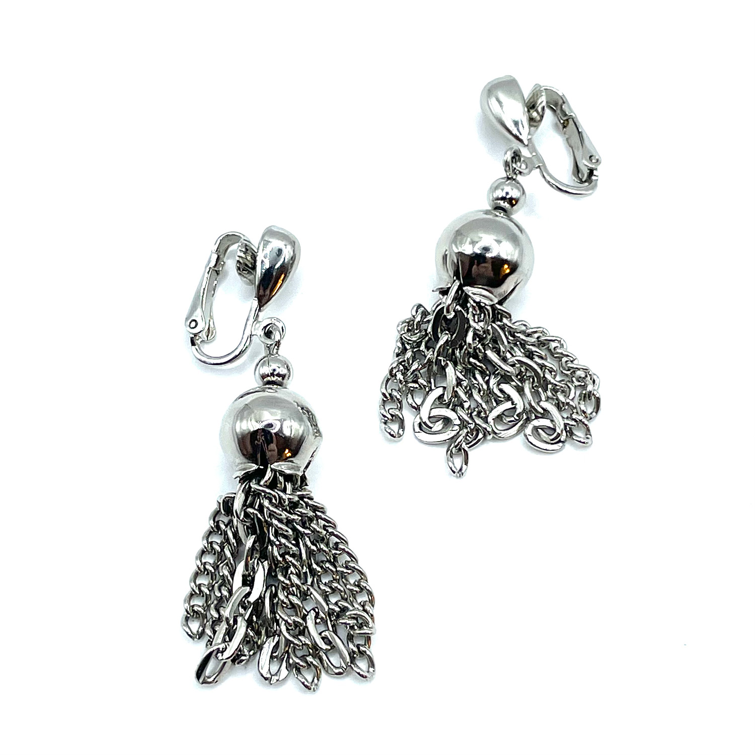 Silver tone drop earrings