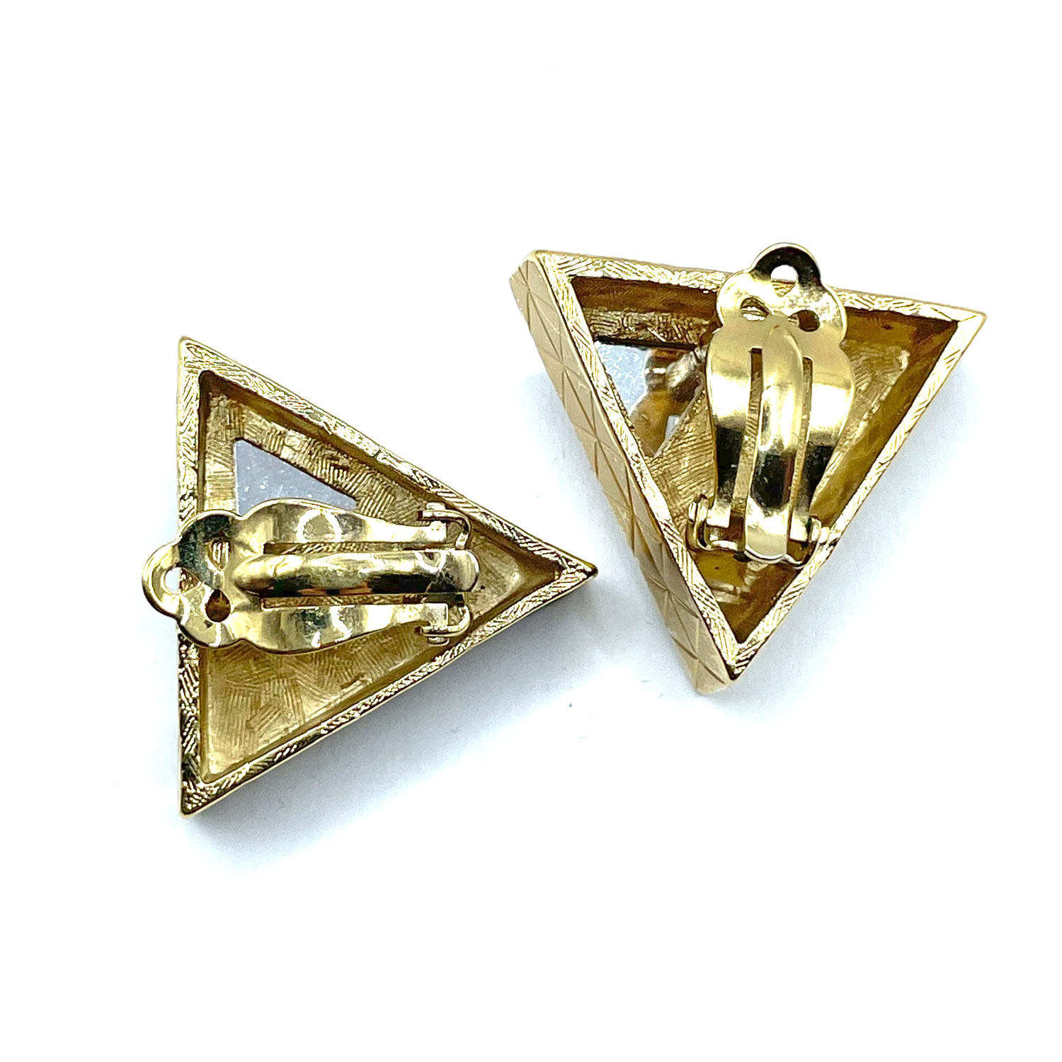 1980s purple triangle rhinestone earrings