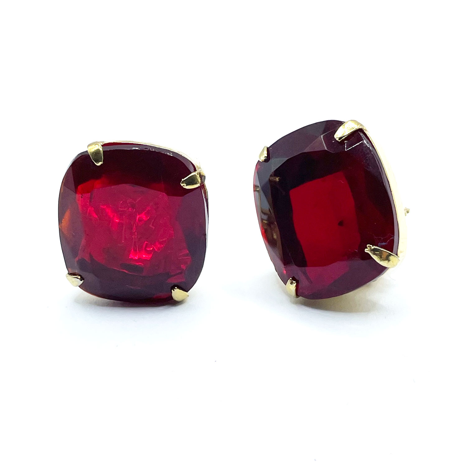 1980s red rhinestone earrings