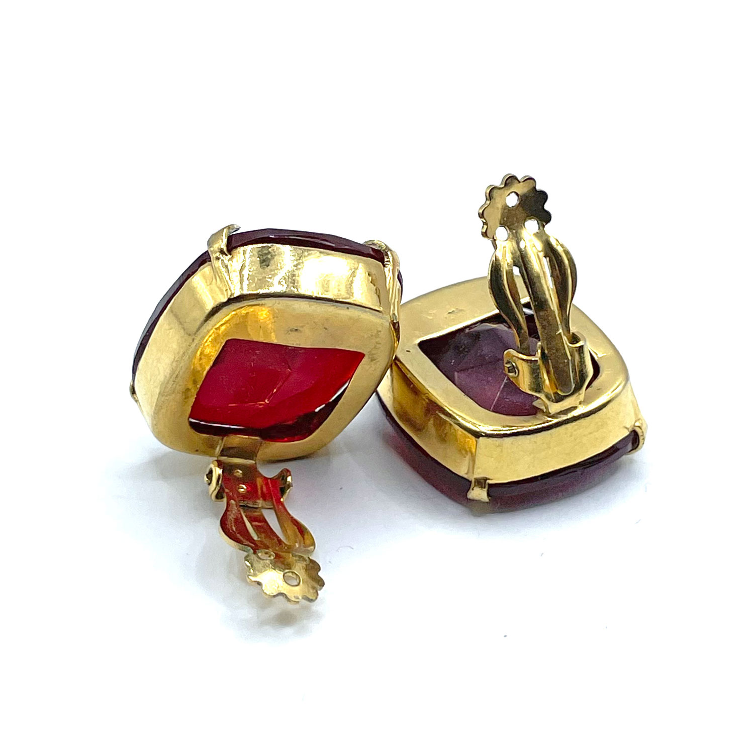 1980s red rhinestone earrings