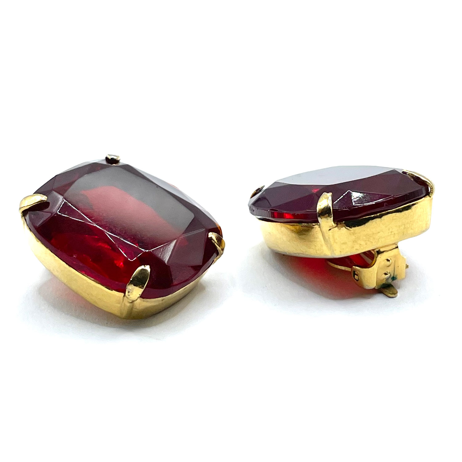 1980s red rhinestone earrings
