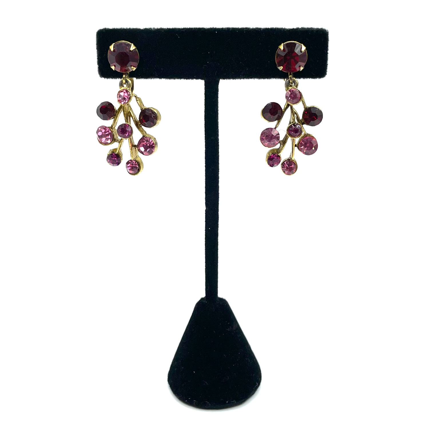 1950s pink rhinestone drop earrings
